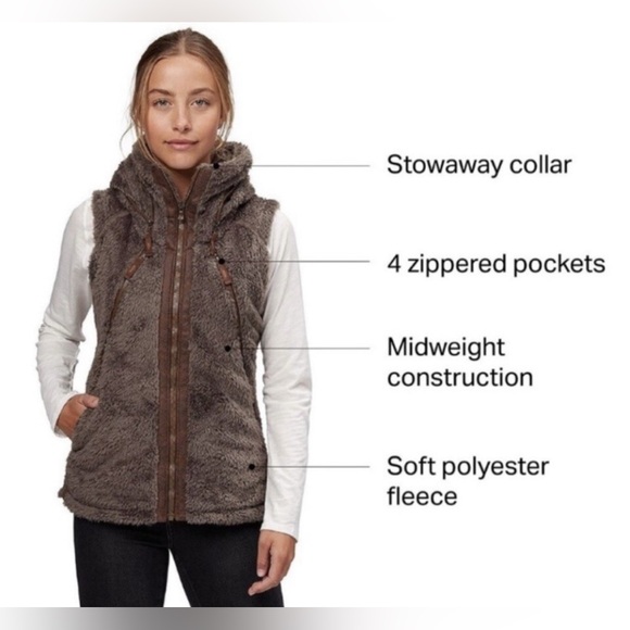 KUHL “Flight Vest” Stowaway Hood Zipper Fuzzy Grey Vest Medium - Picture 2 of 12